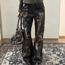 Y2k American Vintage Bootcut Jeans Full Length Distressed Subculture Denim Punk Style Retro Slim Zipper Mid Waist 2025 Autumn