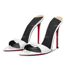 New Super Hot White Pointed High Heels with Thin Heels Half Slippers, Women's Summer Open toed Sandals