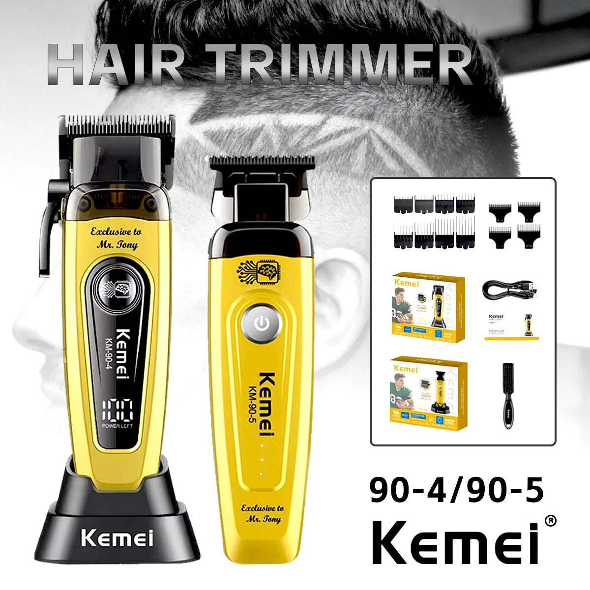 Kemei White 90 4 Hair Clippers Brushless Motor DLC Blade