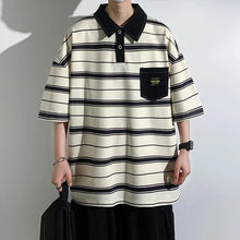 2024 New Summer Men POLO Shirt Trend Loose Clothing Students Short-sleeved T Shirt Tops Round Neck Five-quarter Sleeve Harajuku