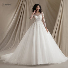 BEPEITHY Customized Muslim Long Sleeves Wedding Dresses 2026 Winter Women Princess Bridal Ivory Luxury Glitter Ball Gown Bride