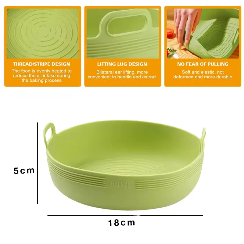 New Silicone Air Fryers Oven Baking Tray Basket Reusable Airfryer Pan Liner Mold Pizza Mat Replacement Grill Pan Accessories