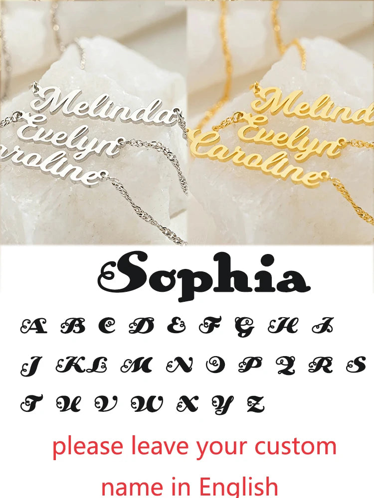 Custom Different Font Name Pendant Necklace for Woman Girls Stainless Steel Nameplate Personalized Choker Necklaces Jewelry Gift