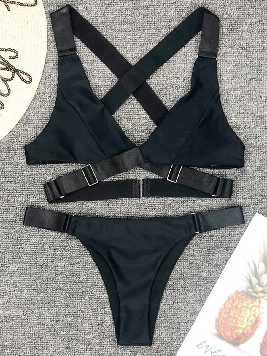 Bandage Bikini Set With Adjustable Buckle 2026 Women
