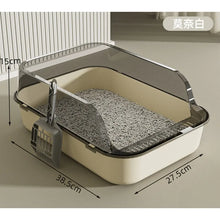 Semi Covered Cat Litter Box Plastic Anti Tracking Pet Toilet with Removable Scoop for Odor Control