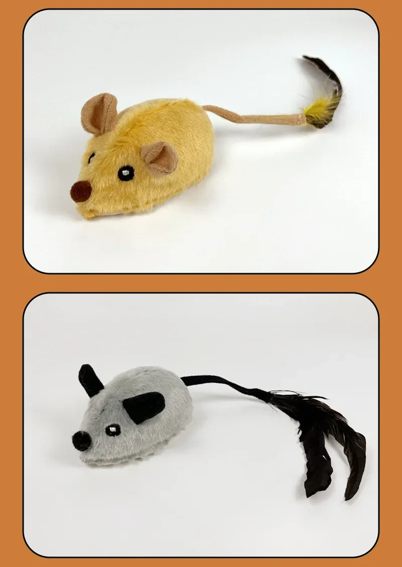 Fun Realistic Cat Plush Mouse Toy, Interactive Running Mice with Dog Tail for Cats, Kitten Teaser Pet Toys for Indoor Play and