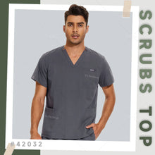 2XL Clinical Workwear Men Scrubs Tops Medical Uniforms Nursing Work Shirts Classic V-Neck Clinical Scrub Top Short Sleeve Blouse
