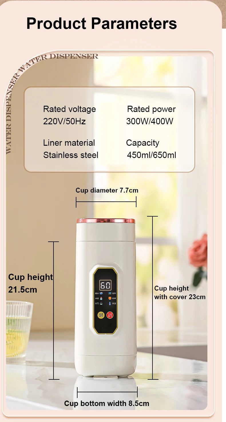 Portable Hot Water Boiler Brew Milk Tea Cup Electric Kettle Insulation Heating Temperaure Adjustable Health Pot Stew Slow Cooker