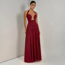 2026 NEW Summer Women Halter Front Cut Out V Neck Bodycon Maxi Dress Sleeveless Sexy Elegant Club Evening Party Long Dress