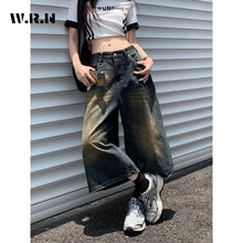 American Vintage High Waist Mid Long Baggy Denim Shorts Women's Casual 2000s Y2K Wide Leg Grunge High Street Style Shorts