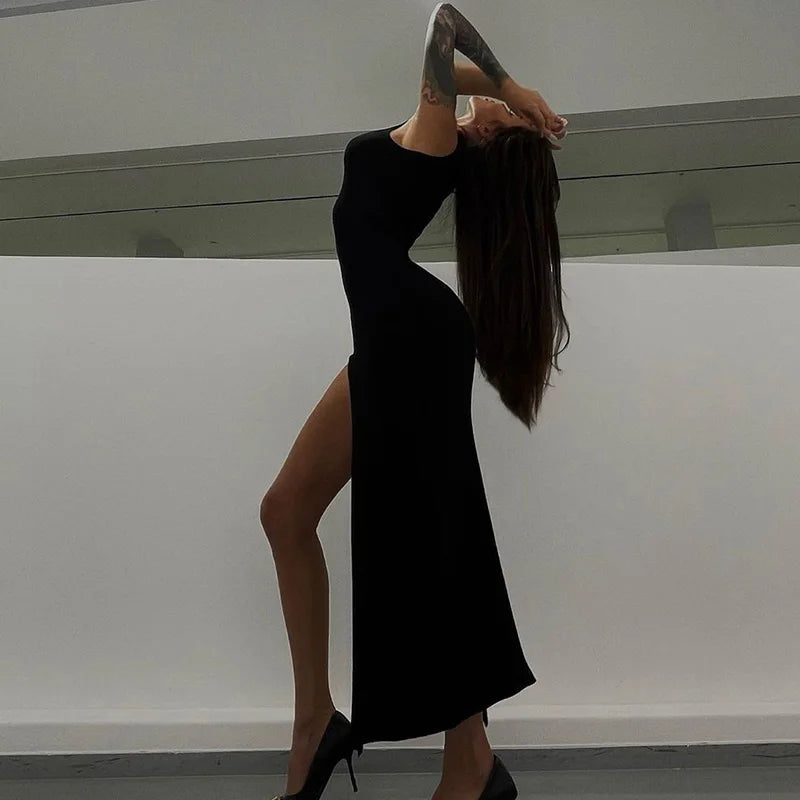 2024 Summer Slit Maxi Dress for Women Elegant Holiday Sexy Sleeveless Club Party Tank Sundresses Solid Clothes