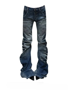 Y2k American Vintage Bootcut Jeans Full Length Distressed Subculture Denim Punk Style Retro Slim Zipper Mid Waist 2025 Autumn
