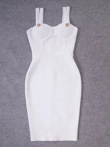 BEAUKEY Summer White Rhinestone Bandage Evening Dress Women Luxury Maxi Spaghetti Strap Red Club Celebrity Evening Party Vestido