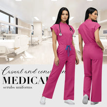 Niaahinn Operating Room Scrub Uniform Full Outfit & Veterinary Nurse Uniform with Bat Sleeve One-Piece Pet Grooming Work Clothes