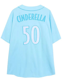 Disney Cinderella Embroidery Blouse T Shirt Short Sleeve