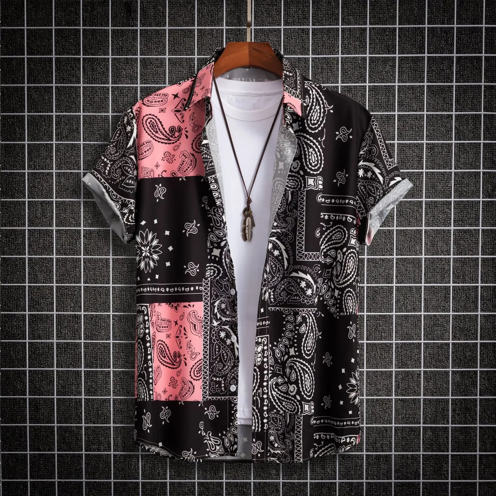 2025 Hawaiian Shirt Men Fashion Flower Geometric Printed Blouse Single-breasted Beach Short SleeveTops Men's Holiday Clothing