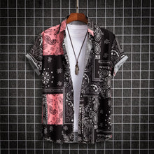 2025 Hawaiian Shirt Men Fashion Flower Geometric Printed Blouse Single-breasted Beach Short SleeveTops Men's Holiday Clothing
