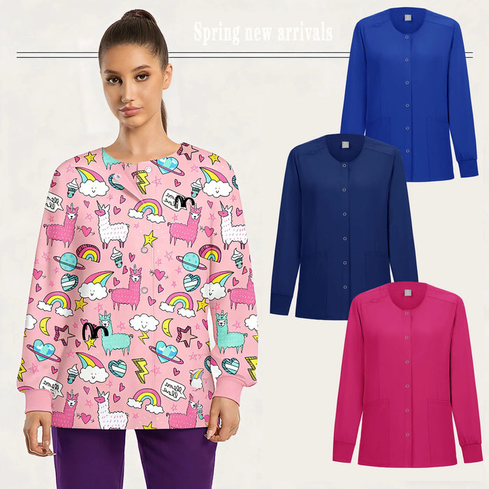 Women Nurse Scrub Jacket Medical Uniform Hospital Dental Clinic Work Wear Outwear for Pharmacy Vet Pet Shop Pharmacy Outwear