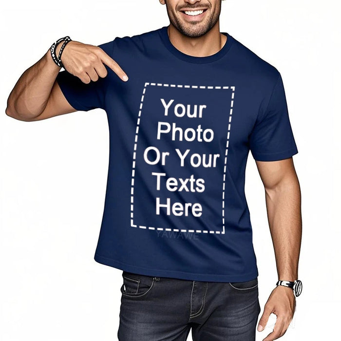 Design Your Own Oversized T-shirt for Men Custom Graphic Blank Cotton Personalized Message Tshirt Loose Fit Tops Gift Your Logo