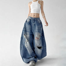 Women's Blue Casual Denim Long Pants Jeans Cargo Baggy Y2K American Streetwear Aesthetic 2000S Retro Denim Jeans Clothing 2026