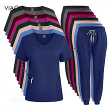 Hot Sales Doctor Uniforms Medical Nursing Clinic Scrub Sets Short Sleeve Tops Pants Suit XS-XXL Medical Accessories Spa Uniforms
