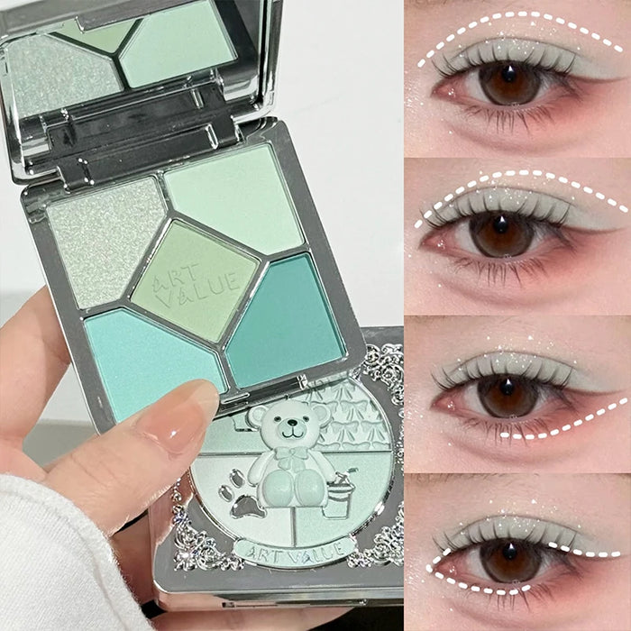 Palette de 5 ombres à paupières violettes, pailletées, nacrées et mates, maquillage scintillant longue tenue, cosmétiques beauté pour les yeux pour femmes