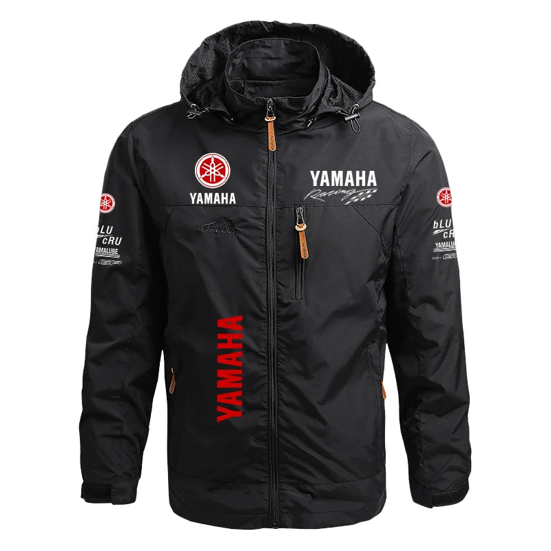 Veste de moto pour homme Yamaha avec capuche coupe-vent et imperméable, amovible, grande taille, style printemps-automne, veste tactique
