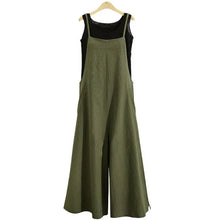 Combinaison Bretelles Femme Été Couleur Unie Pantalon Large Salopette Décontractée Ample sans Manches Coton Lin Combinaisons 5XL
