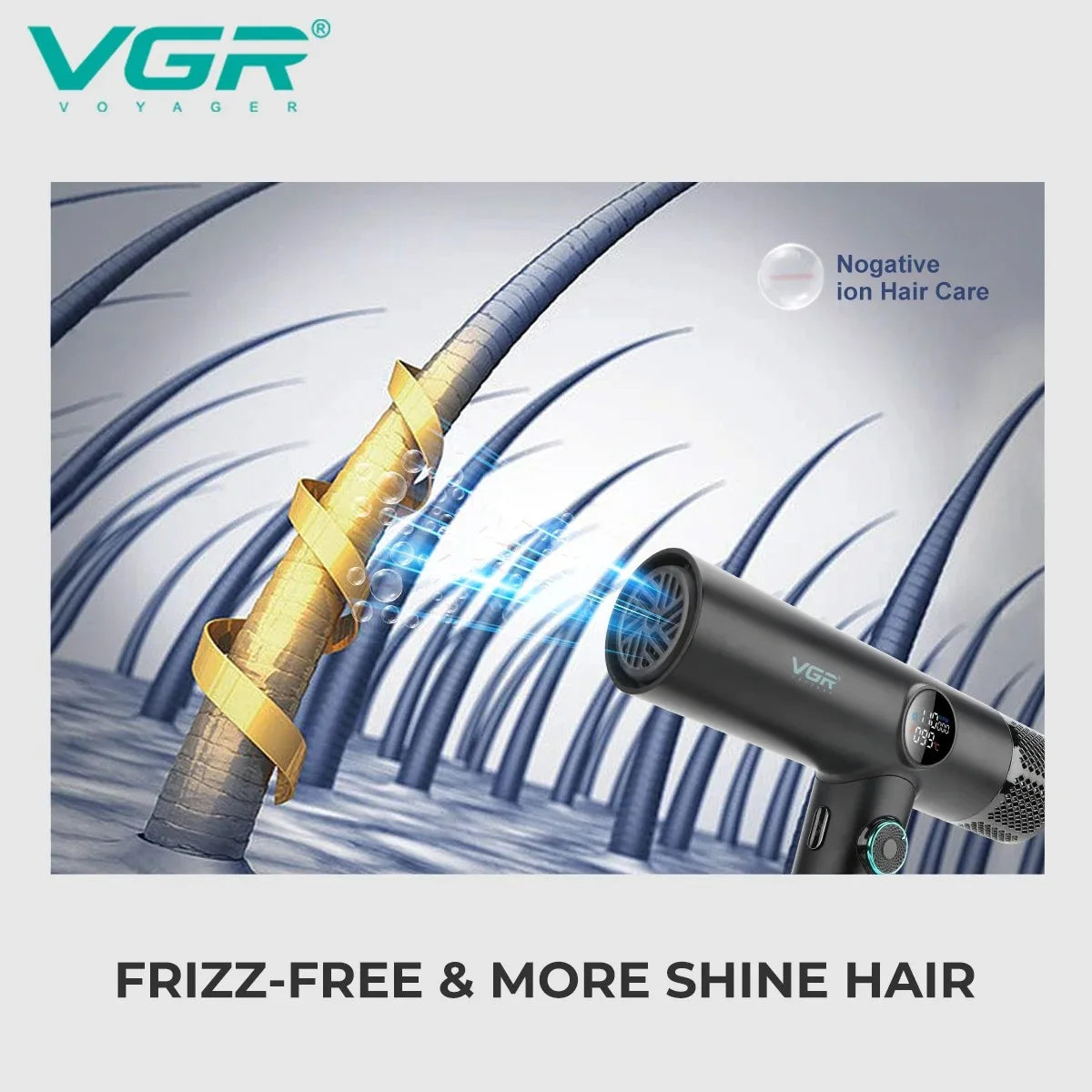 VGR Leafless Hair Dryer Professinal Quick Dry 110000RPM Powerful Hair Dryer Brushless Direct Current Hair Dryer for Salon V-401