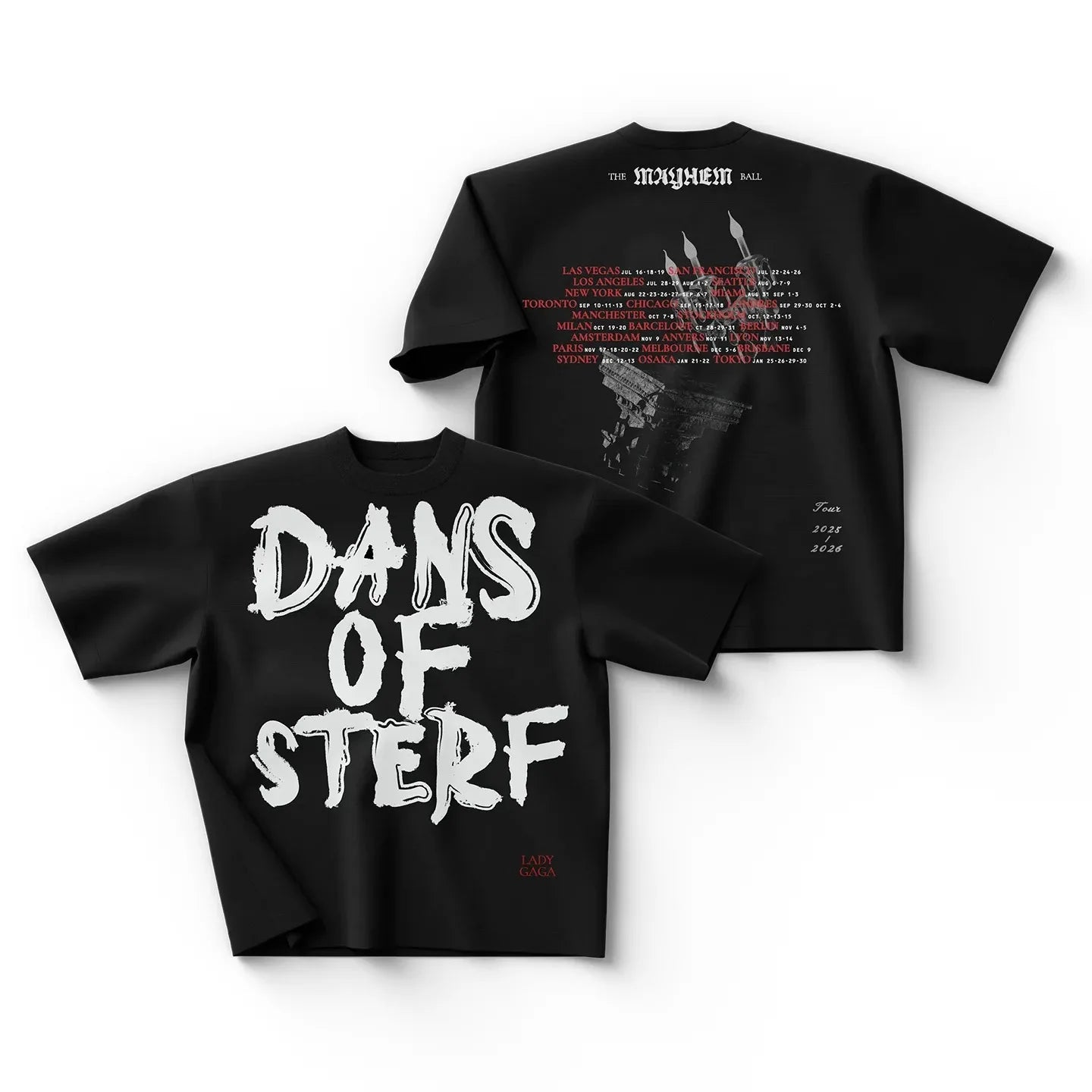 Lady GAGA Graphic T-shirt 2025-2026 Mayhem Ball Tour Balla O Muori Dance or Die T-shirt Oversized Y2k Short Sleeve Male Clothing