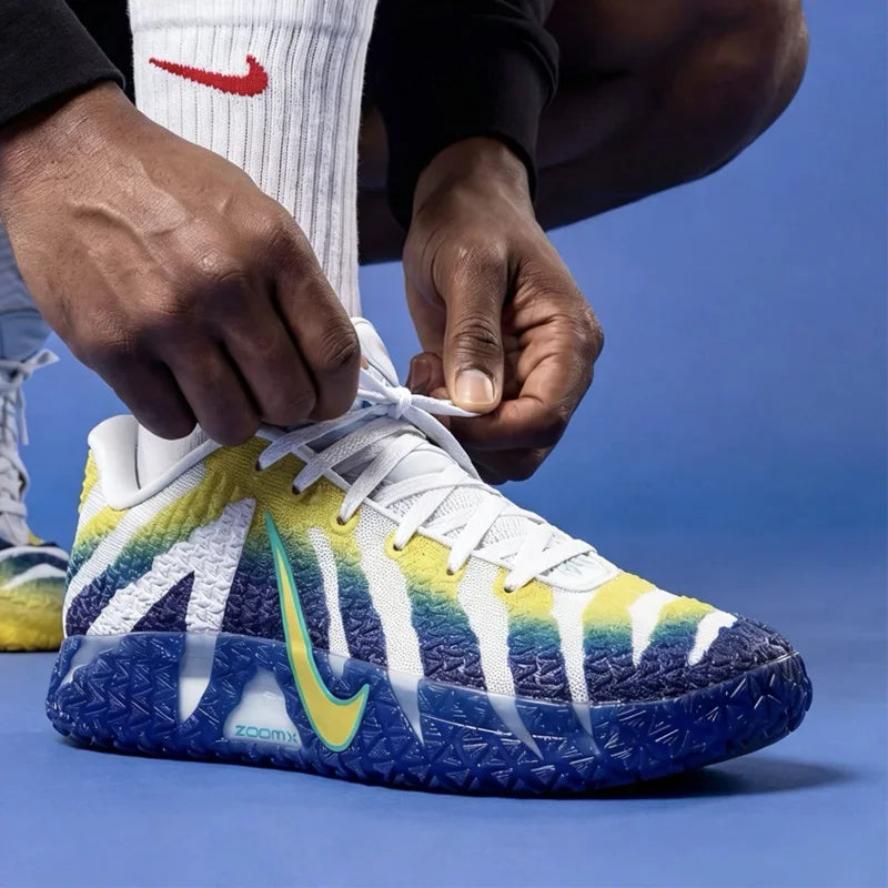 Nike Ja 3 Morant 3Rd Generation "Murray State" Versatile, Comfortable, Resilient, Low-Top Basketball Shoes for Men in White, Blue, and Yellow Hf2794-004