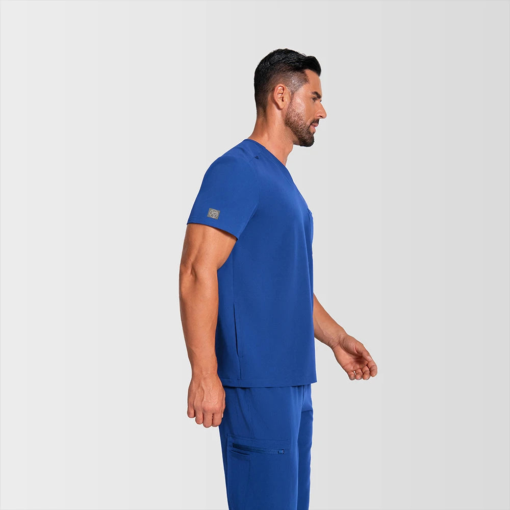 KUNGFU SCRUBS Mens Uniforms Medical Surgical Scrubs Set Short Sleeve V-Neck Top & Pants Soft Breathable Stretch Nursing Workwear
