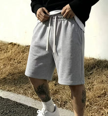 Simple Basic Gray Men's Shorts Casual Solid Color Loose Drawstring Elastic Waist Summer Jogging Shorts  men clothing