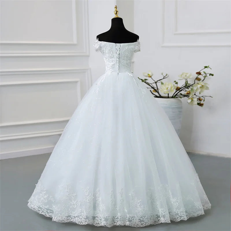 Y&M Novias Off Shoulder Plus Size Vestido De Noiva 2026 New Wedding Dress Train or Floor Customized large Bridal Tulle Mariage