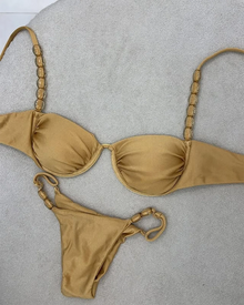 Golden Printed High Waist Bikini Set Push Up Swimsuit Women