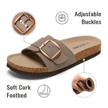 Bebealy Women's Suede Cork Sandals with Arch Support Soft Cork Footbed Slippers Summer Beach Slides Lady Genuine Clogs Slippers