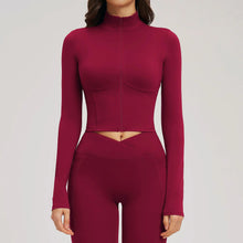 Yoga Long Sleeve Zipper Jacket Crop Tops Running Quick Dry