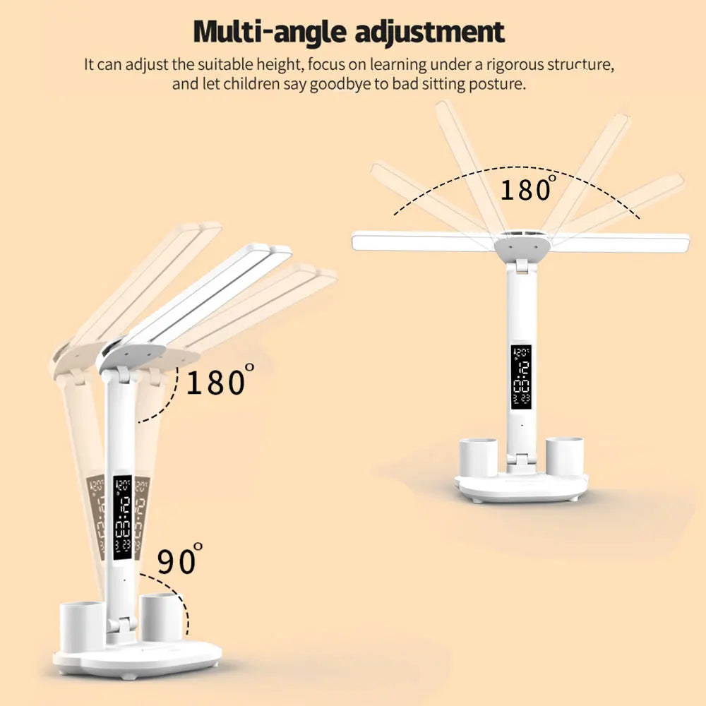 LED Desk Lamp,Multifunction Table Lamp with Calendar USB Touch Night Light with Pen Holder for Bedroom Reading Lamp de chevet