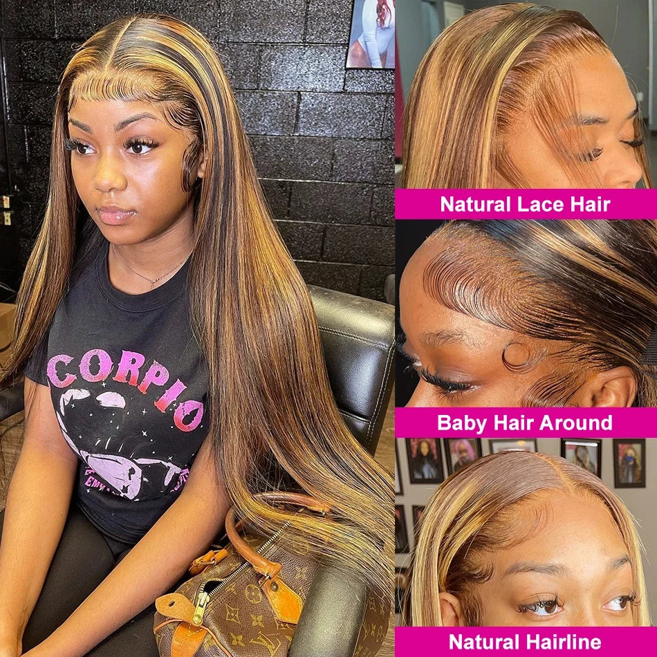 Highlight 13x4 Vietnamese Double Drawn Human Hair Wigs 13x6 Hd Lace Frontal 40 Inch Straight Lace Wigs Human Hair Wig For Women