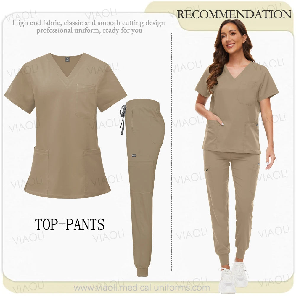 Hospital Surgical Uniform Medical Scrub Set Doctor Nurse Clothes Nursing Accessories Dental Clinic Beauty Salon Workwear Lab Set
