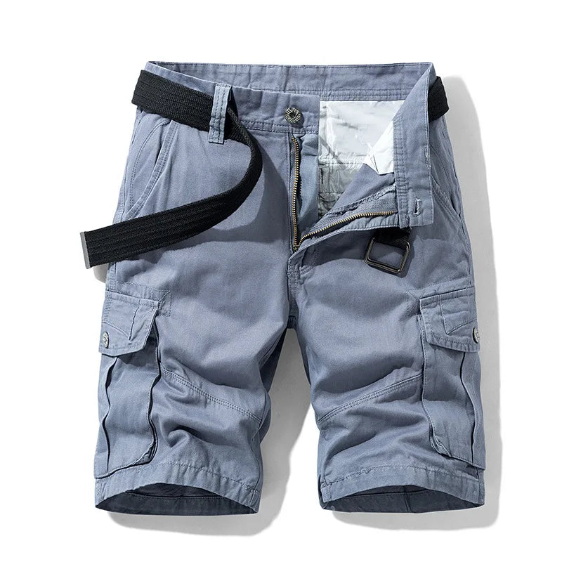 New Summer Men Thin Cotton 100% Cargo Shorts Quality Man Multi Pockets Casual Shorts Jogger Sportswear Pants Male Loose Shorts