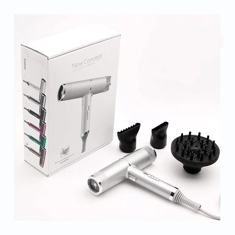 Professional Ionic Blow Dryer Low Noise Hairdryer with Nozzle Powerful Hot and Cold Salon Professional Hair Dryer