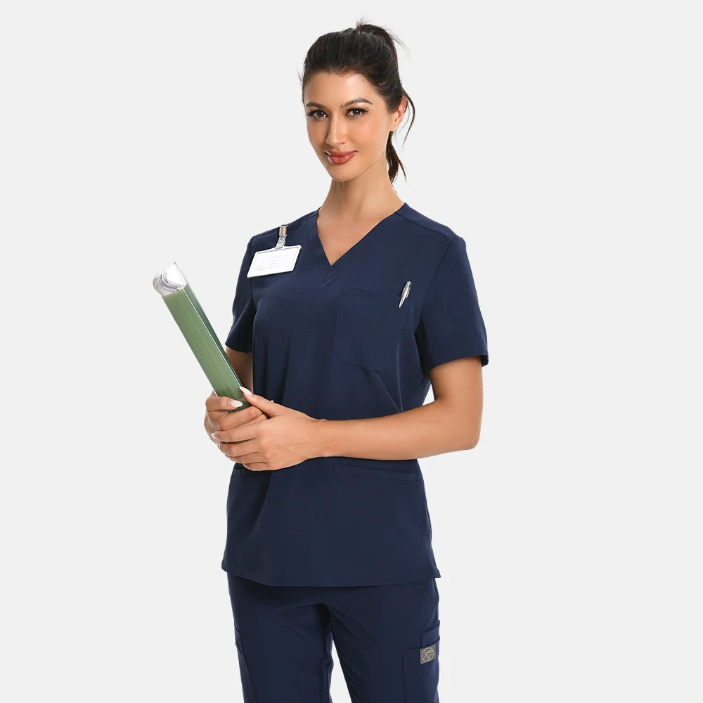 KUNGFU SCRUBS Women Nurse Scrubs Medical Uniform Top Antibacterial Soft Wrinkle-resistant Waterproof T-shirt Pencil Pants