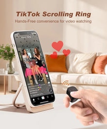 Tiktok Scrolling Ring Tiktok Remote Control, Bluetooth Page-Turning Ring Scroll Device for iPhone and Ipad, with Camera Shutter, Short Video and Music Remote Control Functions, Compatible with Ios and Android Phones