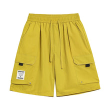 Men's High Street Cargo Shorts Lightweight Breathable Solid Color Drawstring Waist Big Pockets Shorts Casual Summer Short Pants