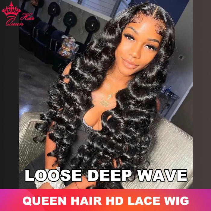 Perruque Queen Hair Loose Deep Real HD Lace, cheveux bruts, pré-épilée, frontale complète 13x6 13x4 5x5 6x6, fermeture, lace invisible fusionnée à la peau.
