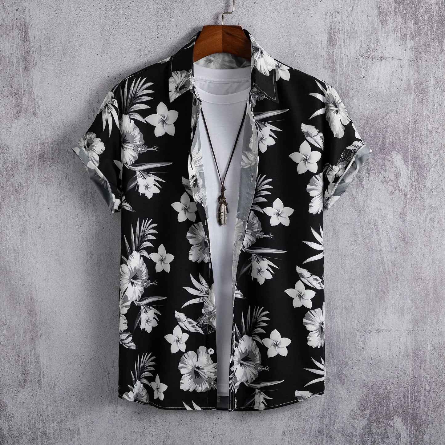 2025 Hawaiian Shirt Men Fashion Flower Geometric Printed Blouse Single-breasted Beach Short SleeveTops Men's Holiday Clothing