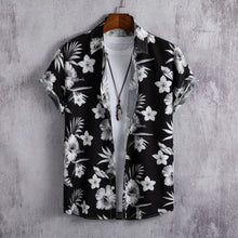2025 Hawaiian Shirt Men Fashion Flower Geometric Printed Blouse Single-breasted Beach Short SleeveTops Men's Holiday Clothing
