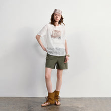 TOYOUTH Women Lace Sheer T-Shirt 2026 Summer New Letter Flower Print Loose Drop Shoulder Fashion Pullover Tops