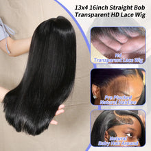 100%Human Hair Black Straight Bob Wig PrePlucked 13x4 Lace Front 4x4 Closure Lace Frontal 12 14 Inch Bone Straight Short Bob Wig